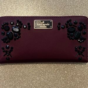 Kate Spade Full Size Zipper Wallet in Plum